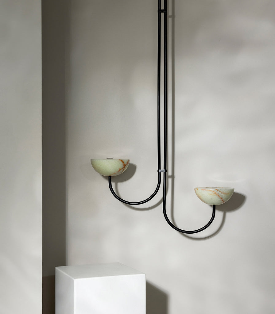 Marz Designs Aurelia Double Offset Pendant Light in Small/Jade Onyx/Black