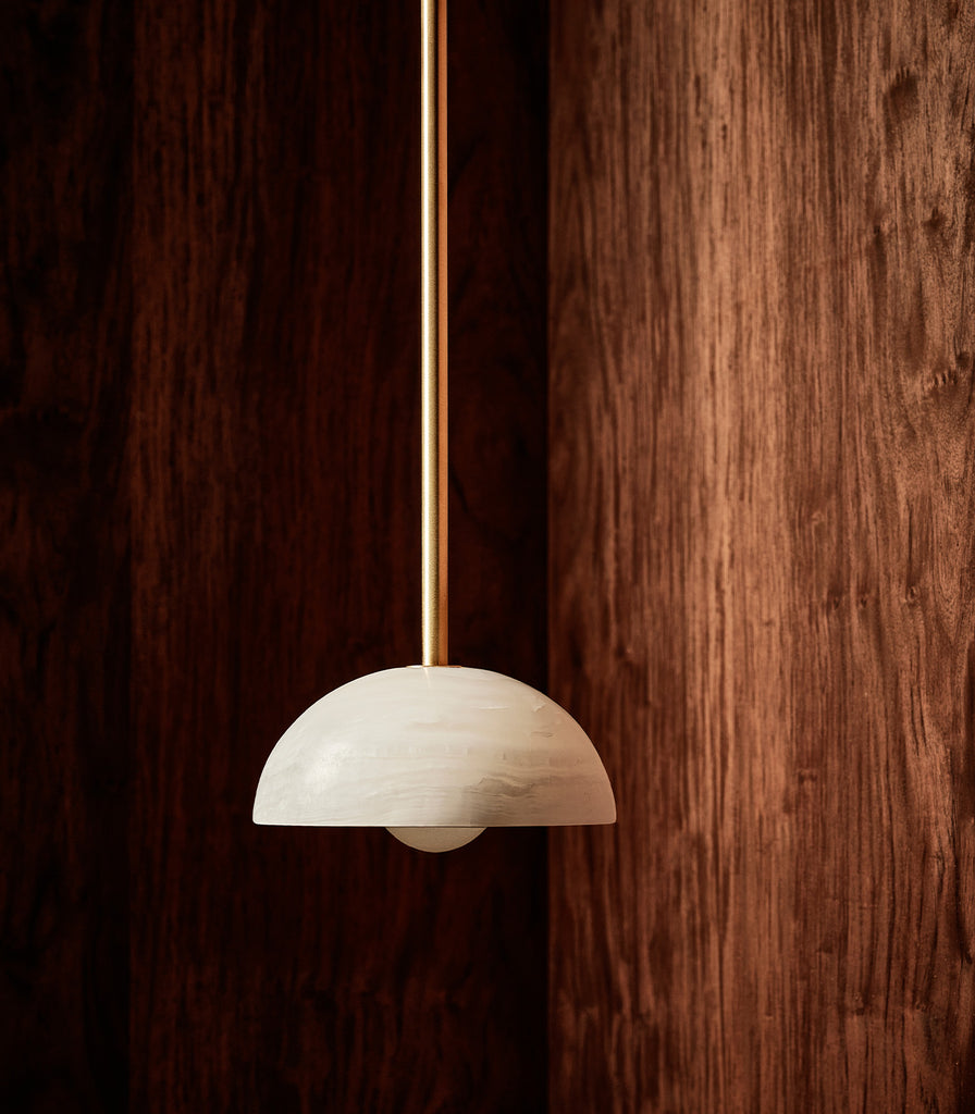 Marz Designs Aurelia Single Pendant Light in White onyx/Brushed Brass