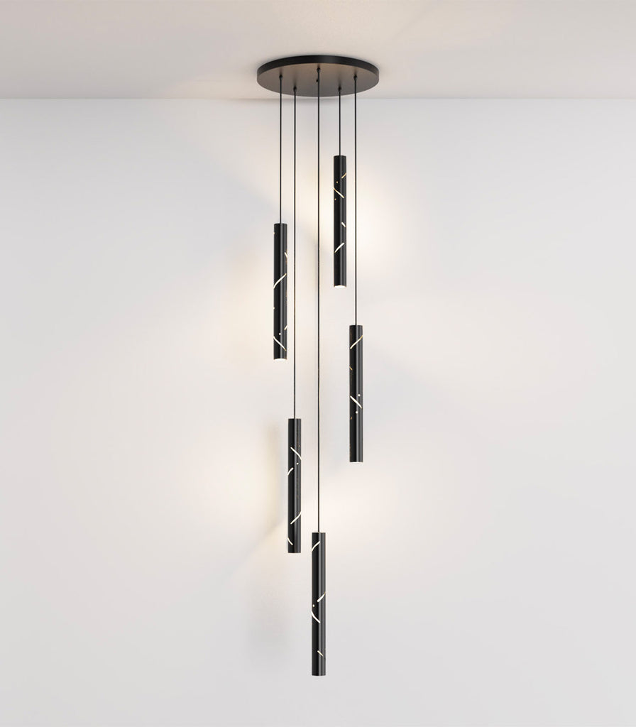 Ilanel Black Rain 5lt Pendant Light in Black Ace