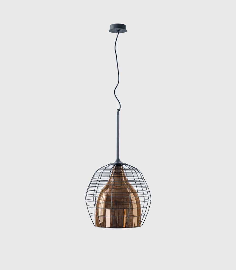 Lodes Cage Pendant Light in Large/Black/Bronze