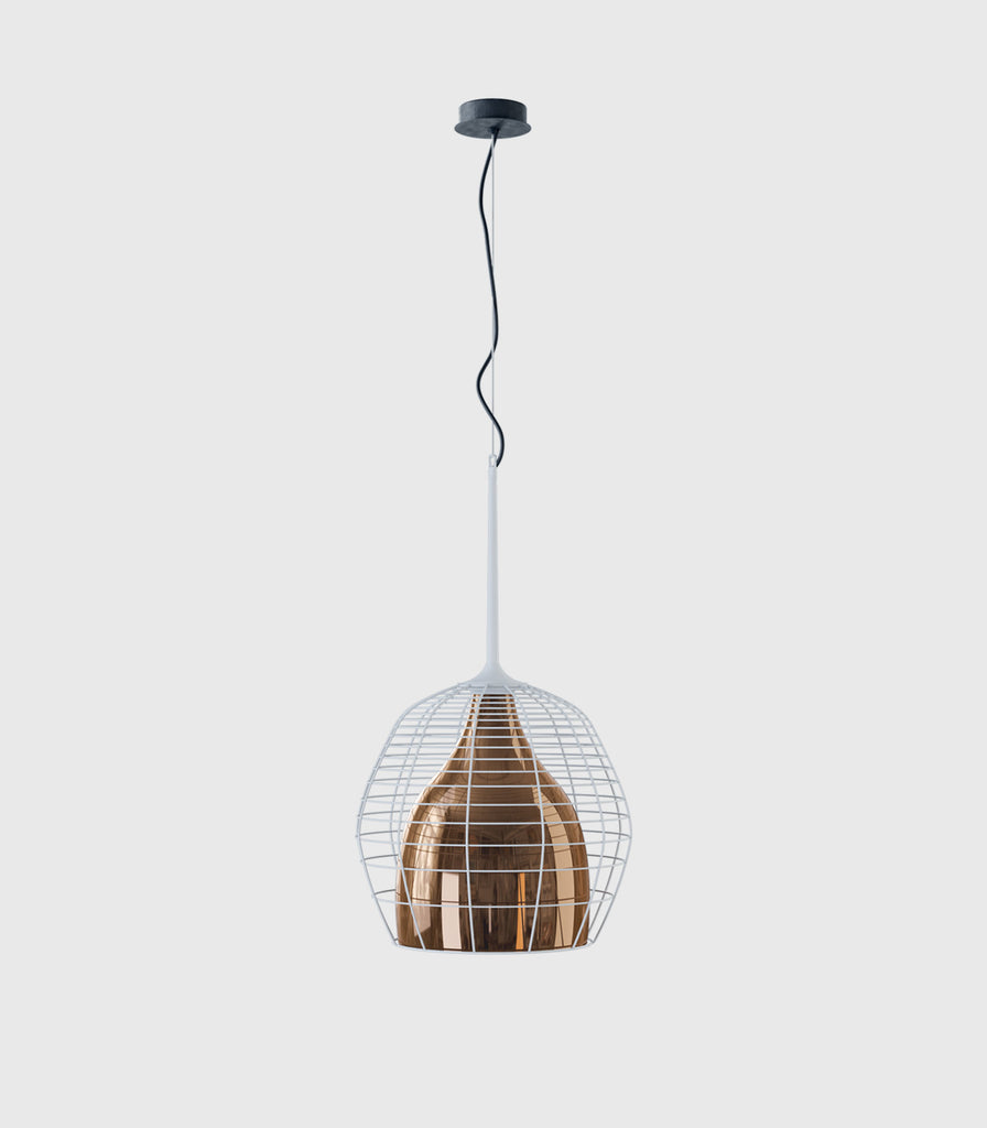 Lodes Cage Pendant Light in Large/White/Bronze