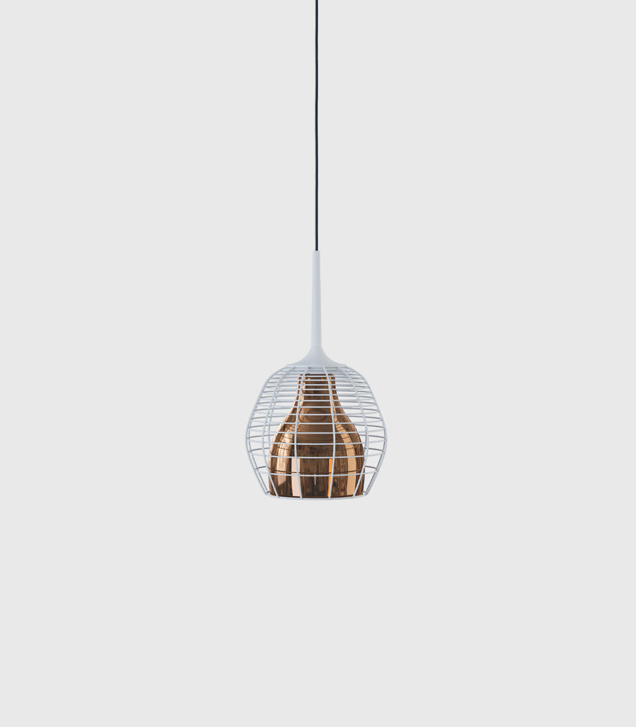 Lodes Cage Pendant Light in Small/White/Bronze