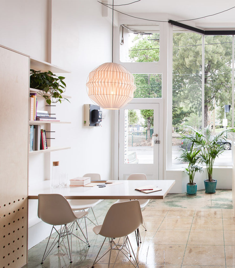 Ilanel Kahdu Sphere Pendant Light hanging over dining table