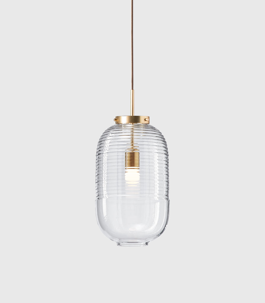 Bomma Lantern Pendant Light in Clear/ Patina Gold