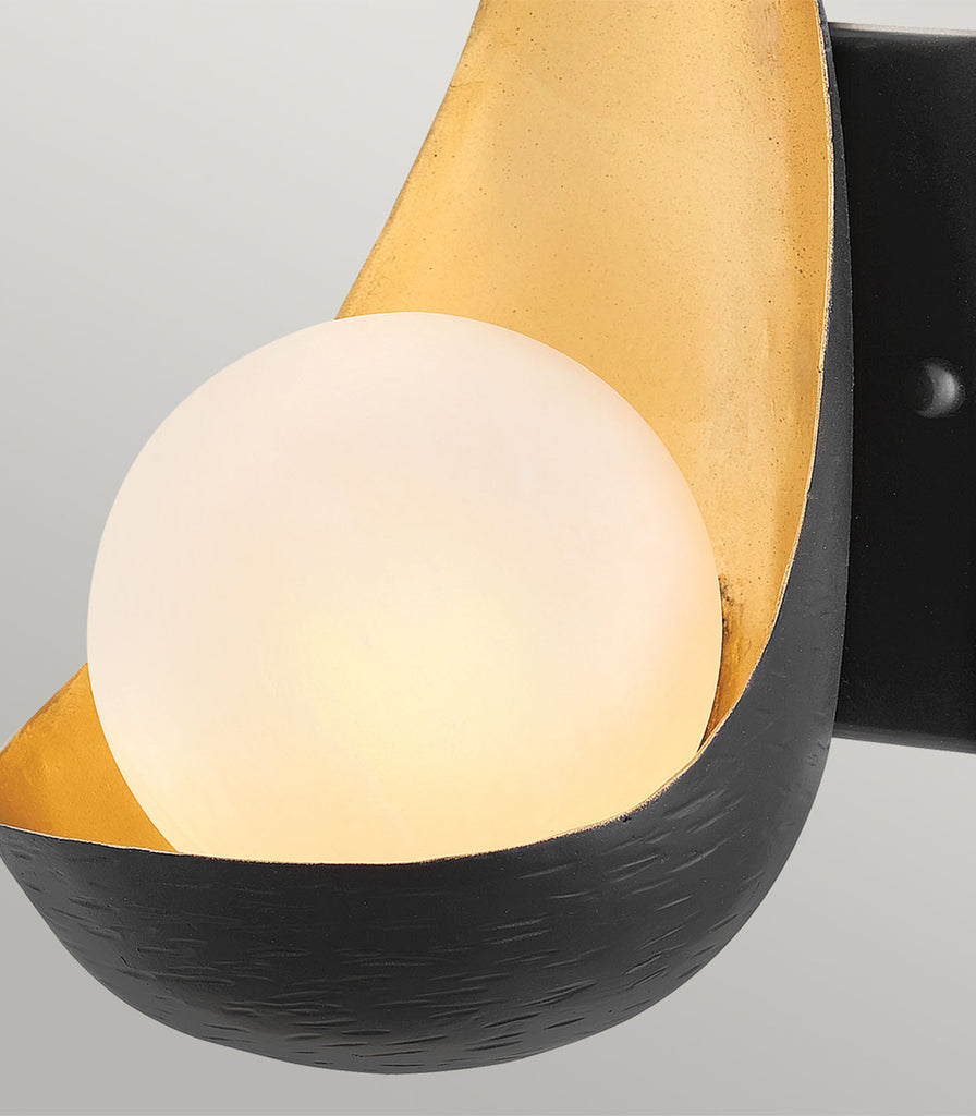 Elstead Ren Wall Light in Gold/Matte Black close up