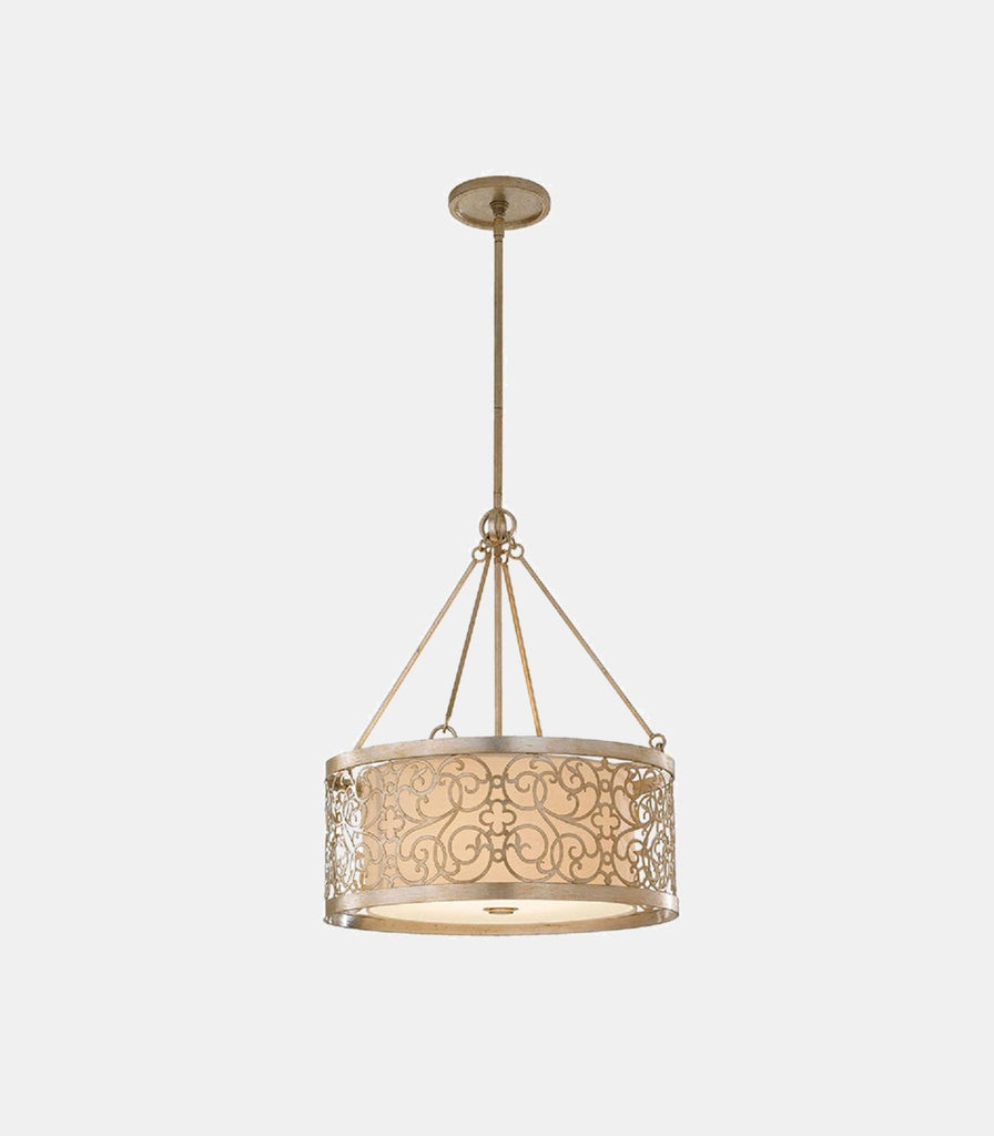 Elstead Arabesque Pendant Light in Ivory/Silver Leaf Patina