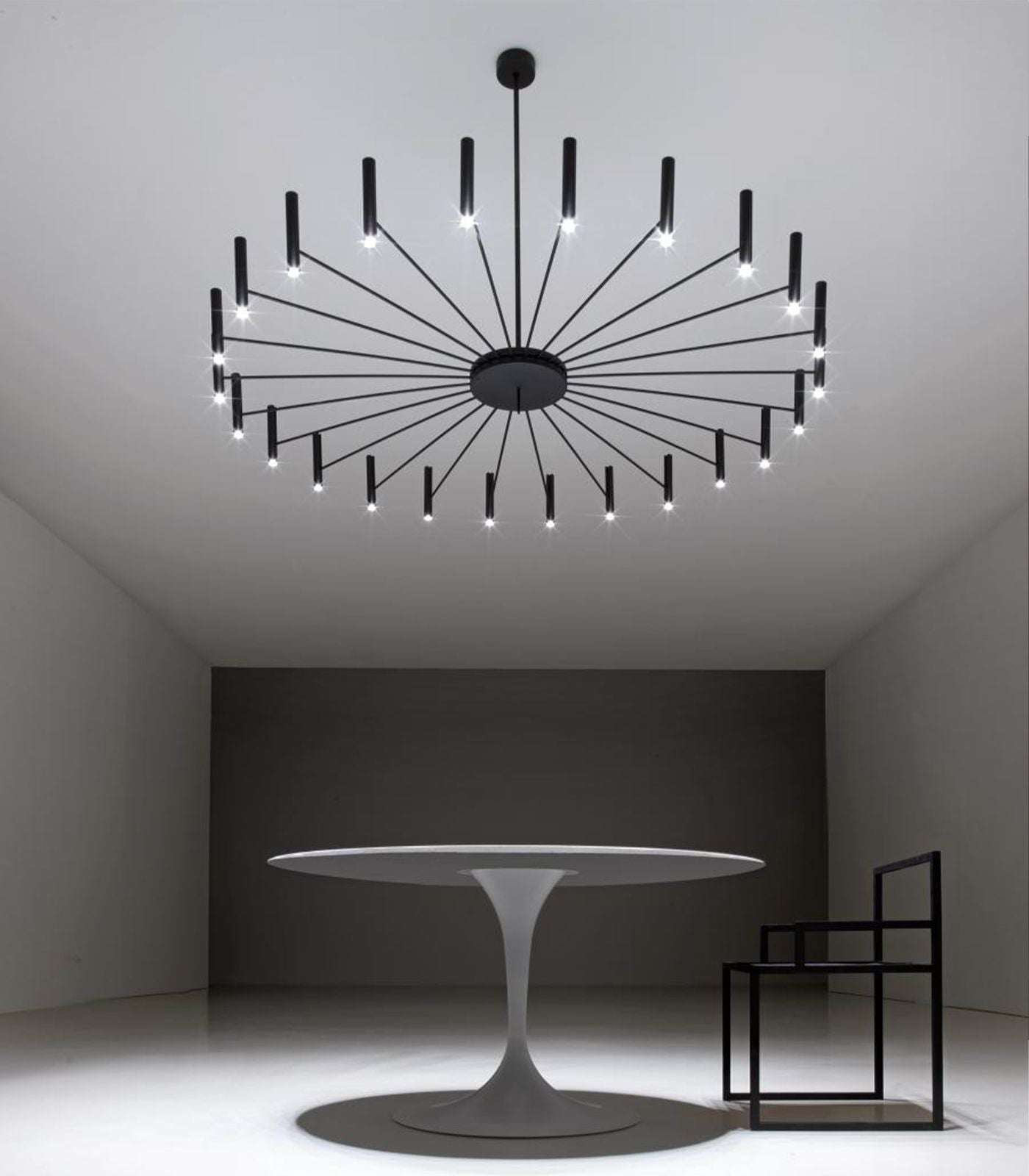 White shop round chandelier