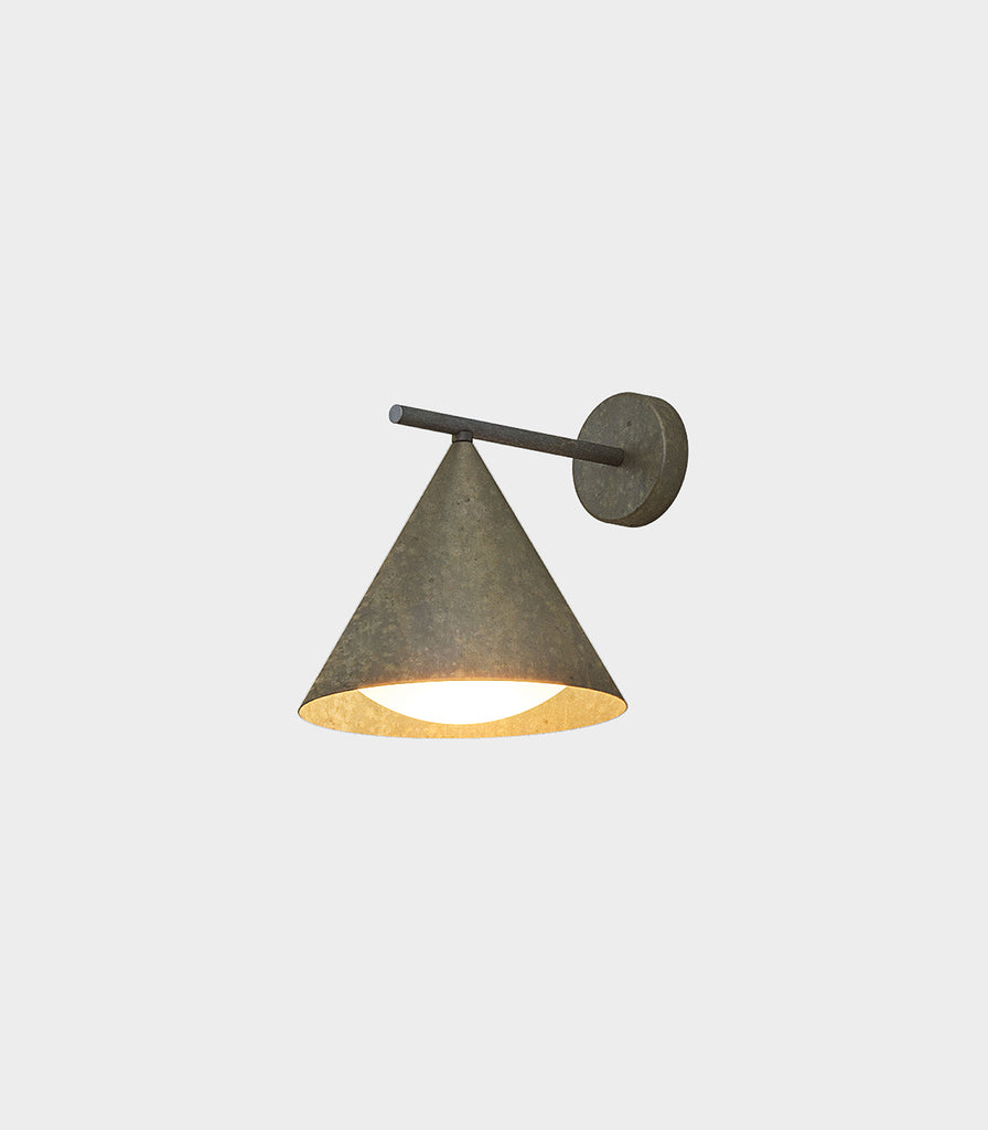 Il Fanale Cone Straight Outdoor Wall Light in Pre Aged Brass