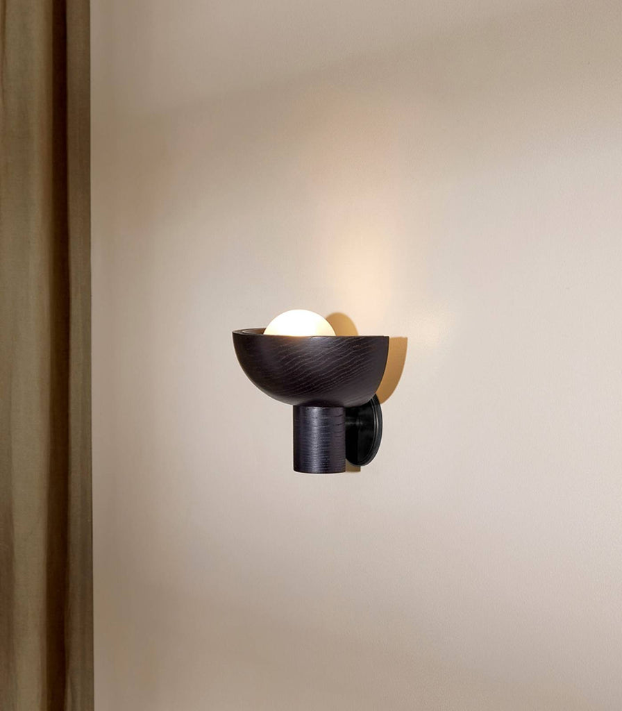 Marz Designs Selene Small Uplight Wall Light in Blackened Ash/Brushed Black