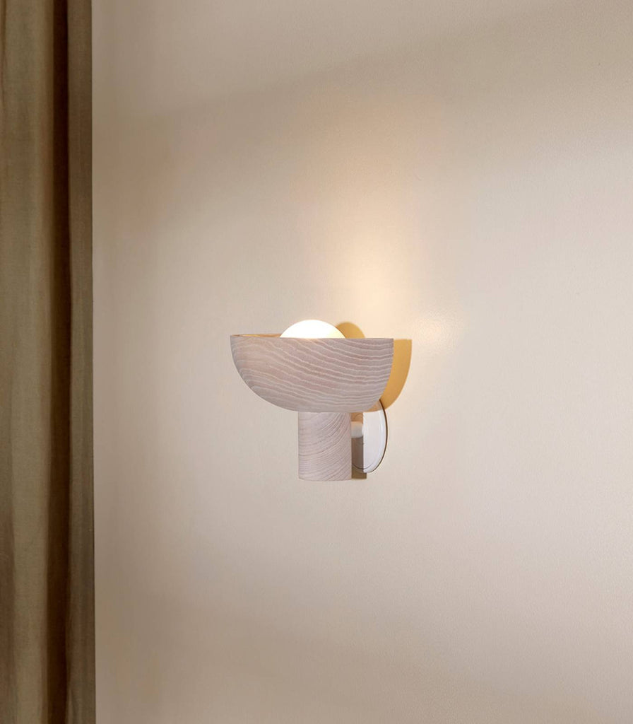 Marz Designs Selene Small Uplight Wall Light in Bleeched Ash/White