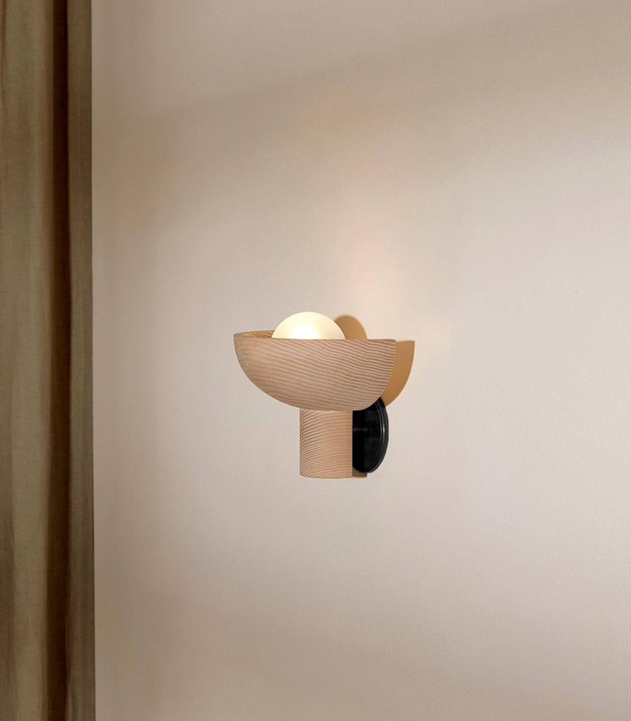 Marz Designs Selene Small Uplight Wall Light in Ash/Brushed Black