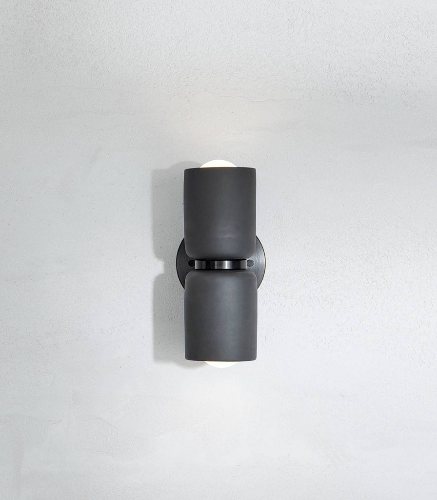 Marz Designs Terra Cylinder 2lt Wall Light in Slate/Brushed Black
