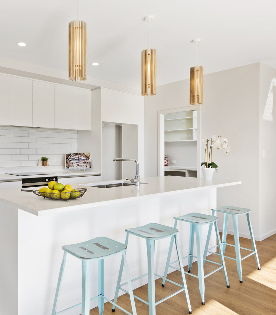 Maker Design Studio iO long pendant light in kitchen space