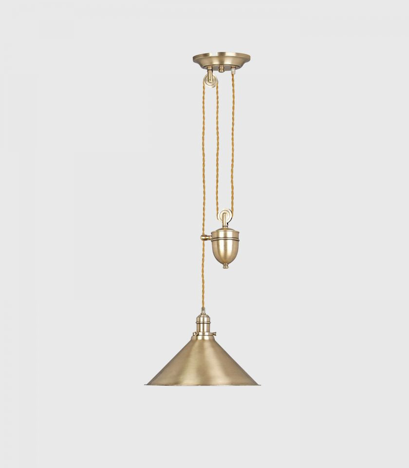Elstead Provence Rise & Fall Pendant Light in Aged Brass