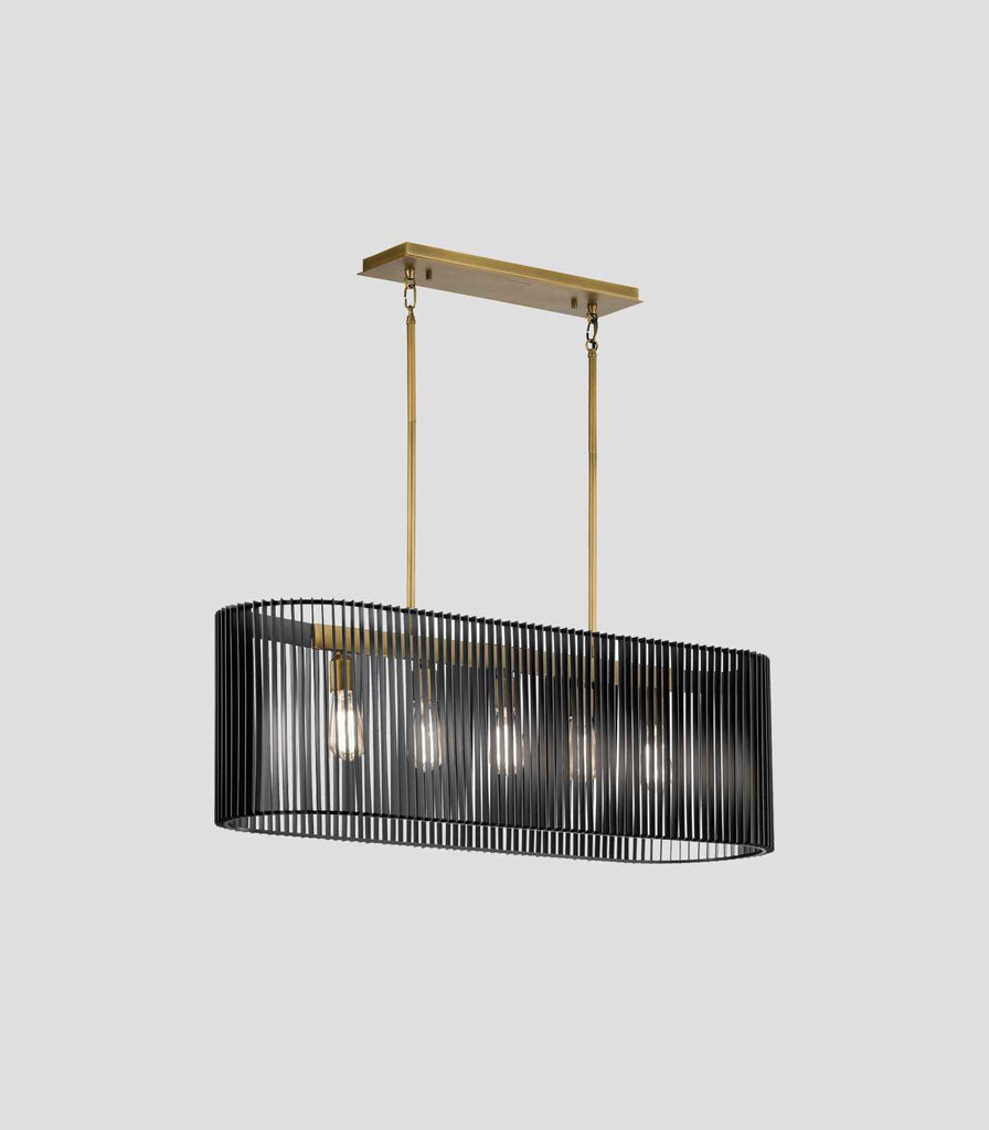 Elstead Linara 5lt Linear Chandelier in Black/Natural Brass