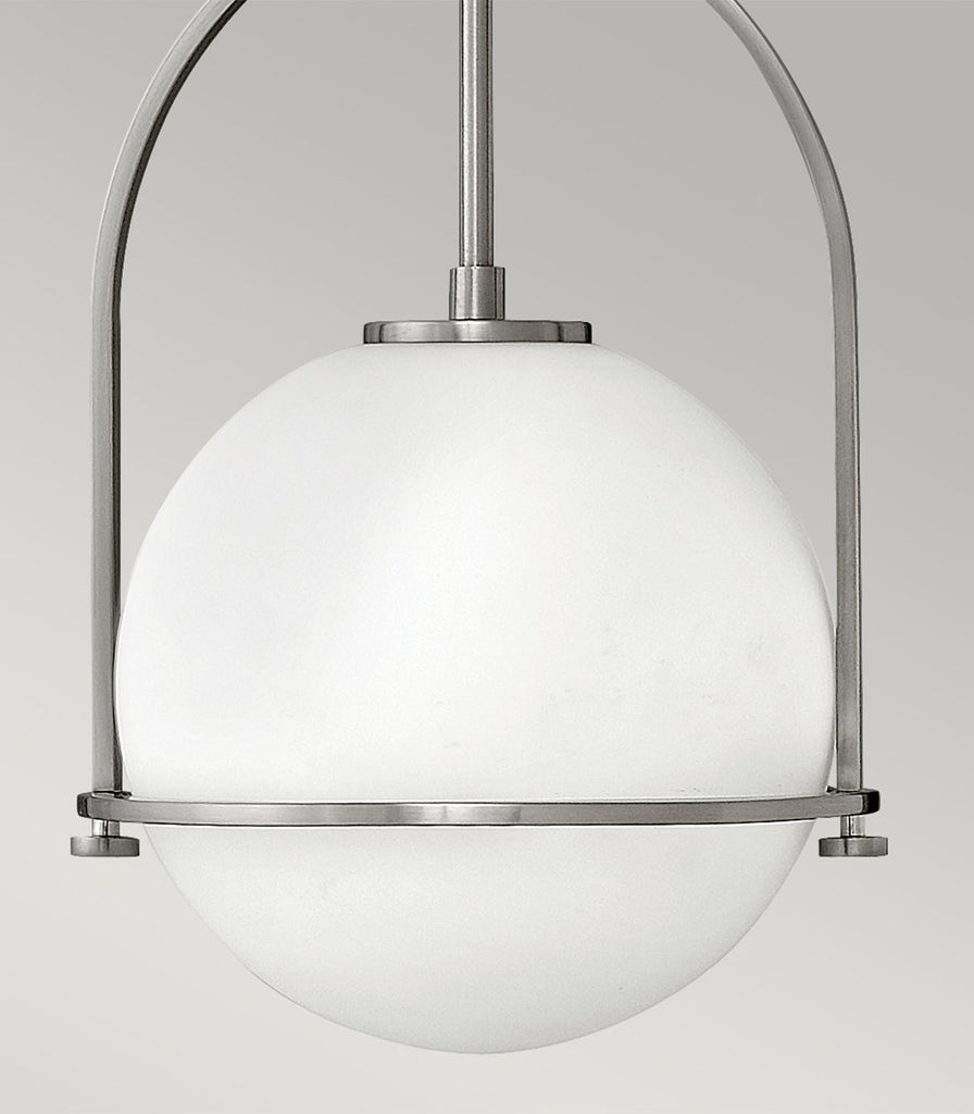 Elstead Somerset Pendant Light in Brushed Nickel/Clear seeded close up