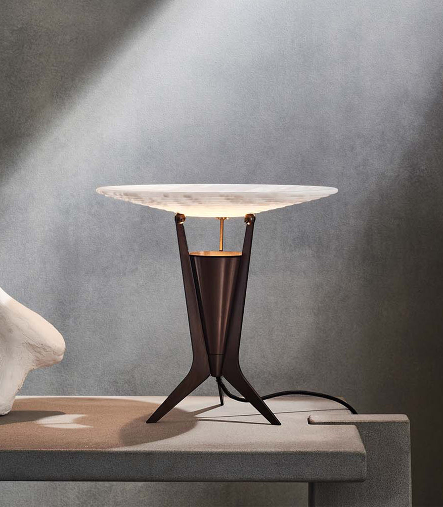 J. Adams & Co. Aragon Table Lamp in Antique Brass/White Alabaster featured in an interior space